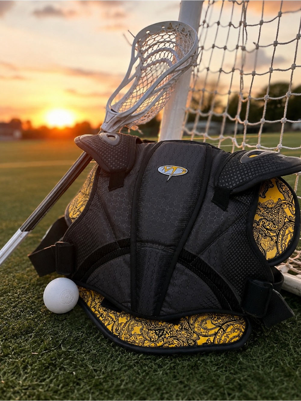 Warrior Youth Lacrosse Chest Protector - Black & Yellow Adjustable Straps